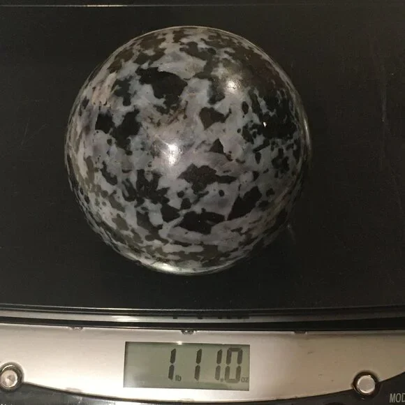 Indigo Gabbro (aka Mystic Merlinite) Sphere with flashes! - Picture 3 of 9